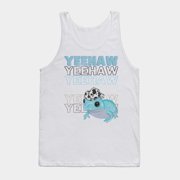 Yeehaw Blue Frog Wearing Cowboy Hat Tank Top by RoserinArt